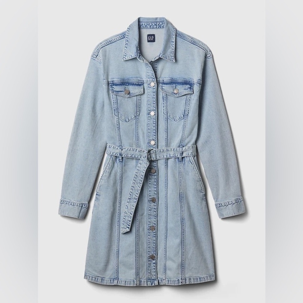 GAP | belted denim mini dress | size XL (tall) - Picture 2 of 6